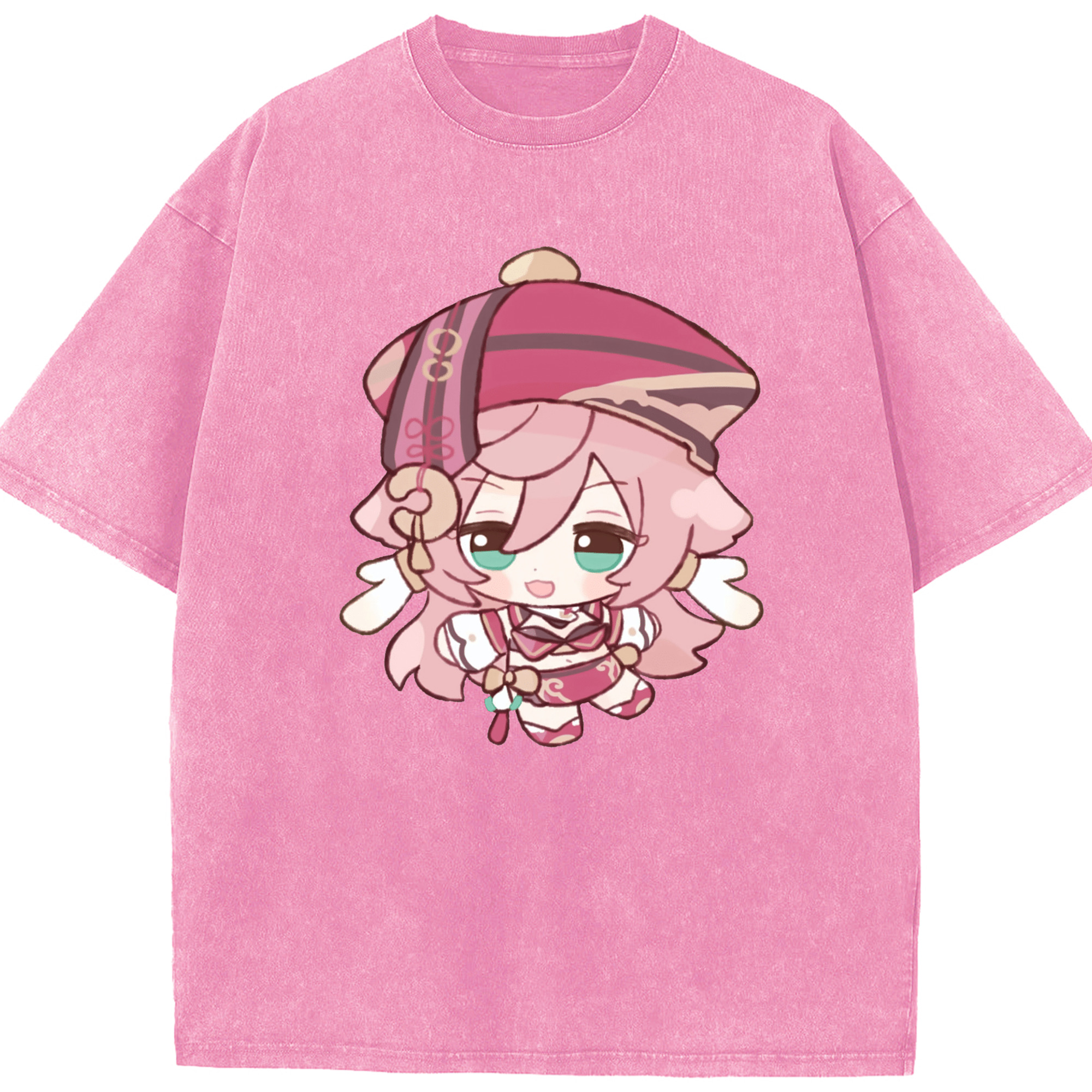 げんし神 ヤンフェイ genshin Yanfei 綿100% ヴィンテージ風 半袖Tシャツ（フロントプリント）